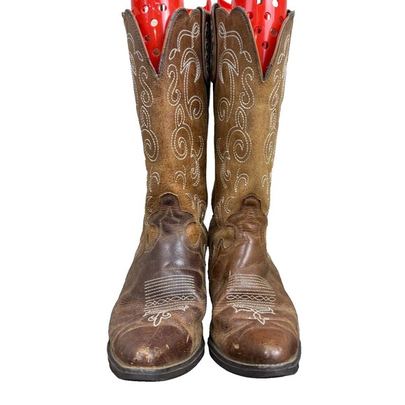 Justin Western Cowboy Boots 10.5 Puma Tan Leather Cowgirl Coastal Boho L2703 - Picture 4 of 12